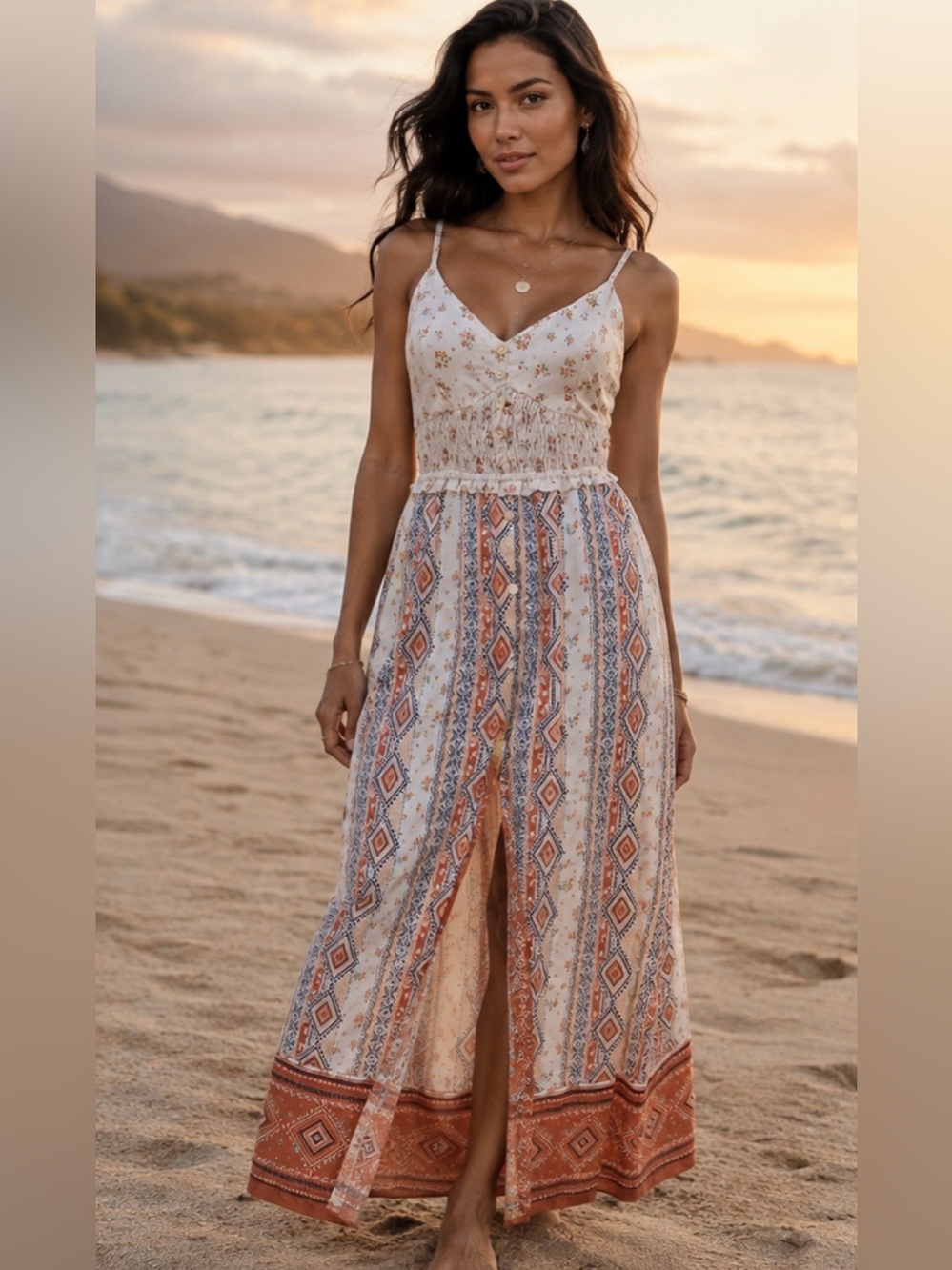 Indulge Instyle Sleeveless Floral Boho Maxi Dress - Size S